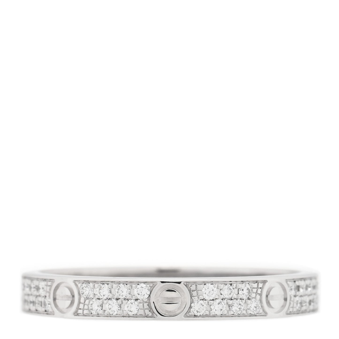 18K White Gold Diamond 2.6mm LOVE Paved Band Ring 49 4.75