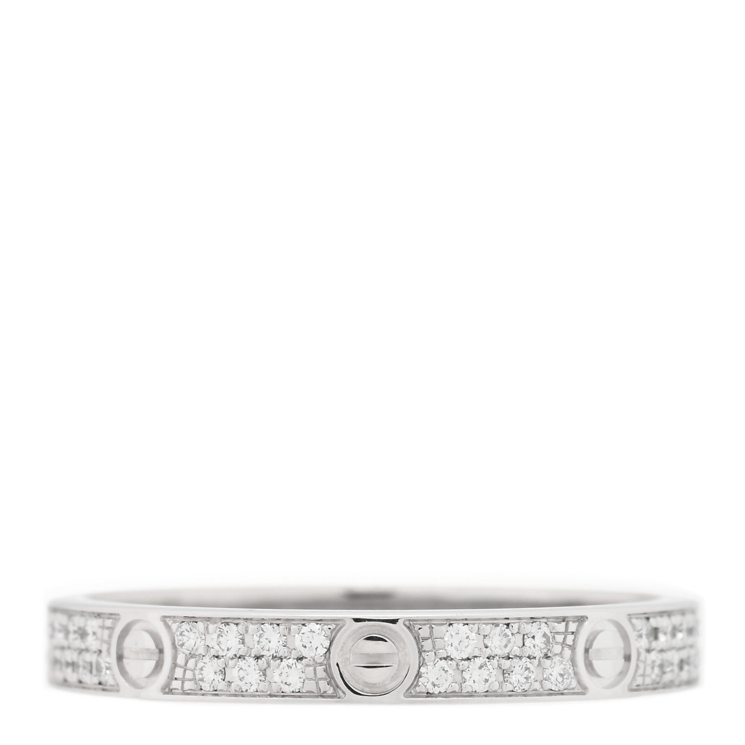 Cartier 18K White Gold Diamond 2.6mm LOVE Paved Band Ring 49 4.75 1 of 4