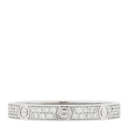Cartier 18K White Gold Diamond 2.6mm LOVE Paved Band Ring 49 4.75 1 of 4