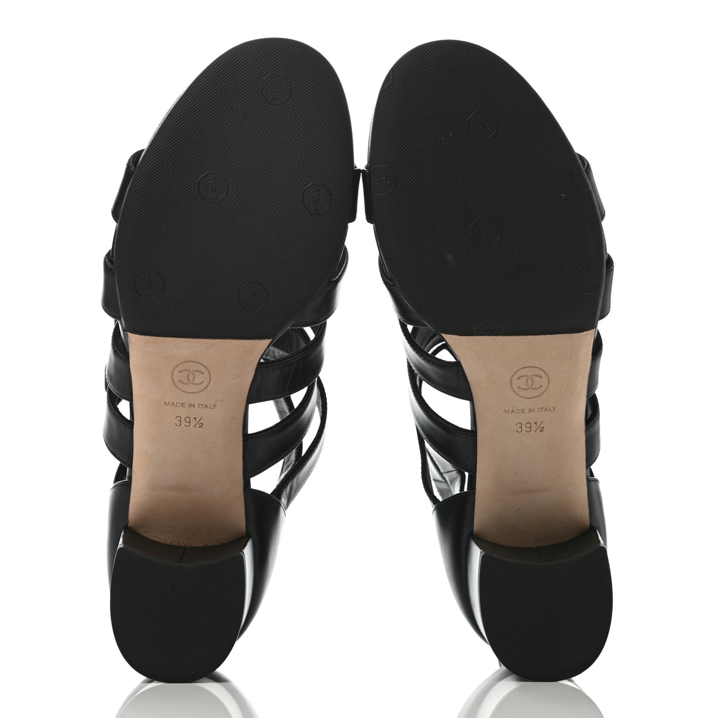 Calfskin CC Turnlock Sandals 39.5 Black