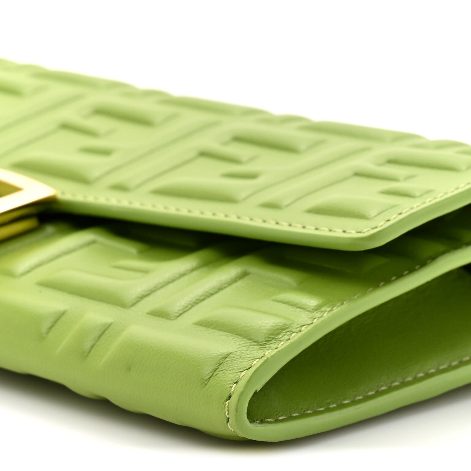 Fendi Nappa Matisse FF Embossed Baguette Continental Wallet With Chain Rain Forest 9 of 11
