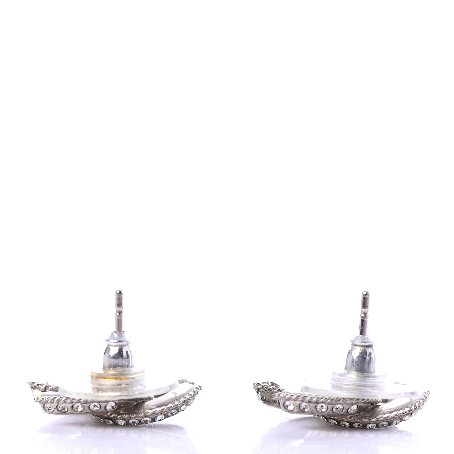 Baguette Crystal CC Earrings Silver