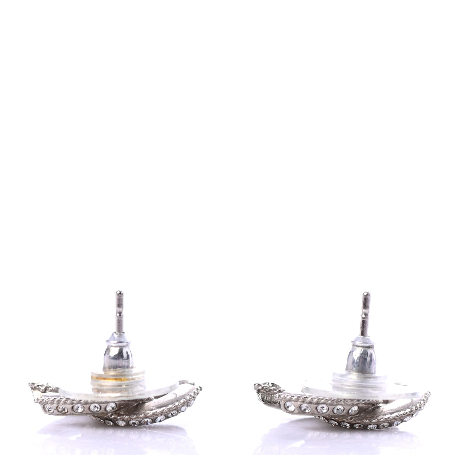 Chanel Baguette Crystal CC Earrings Silver 3 of 4
