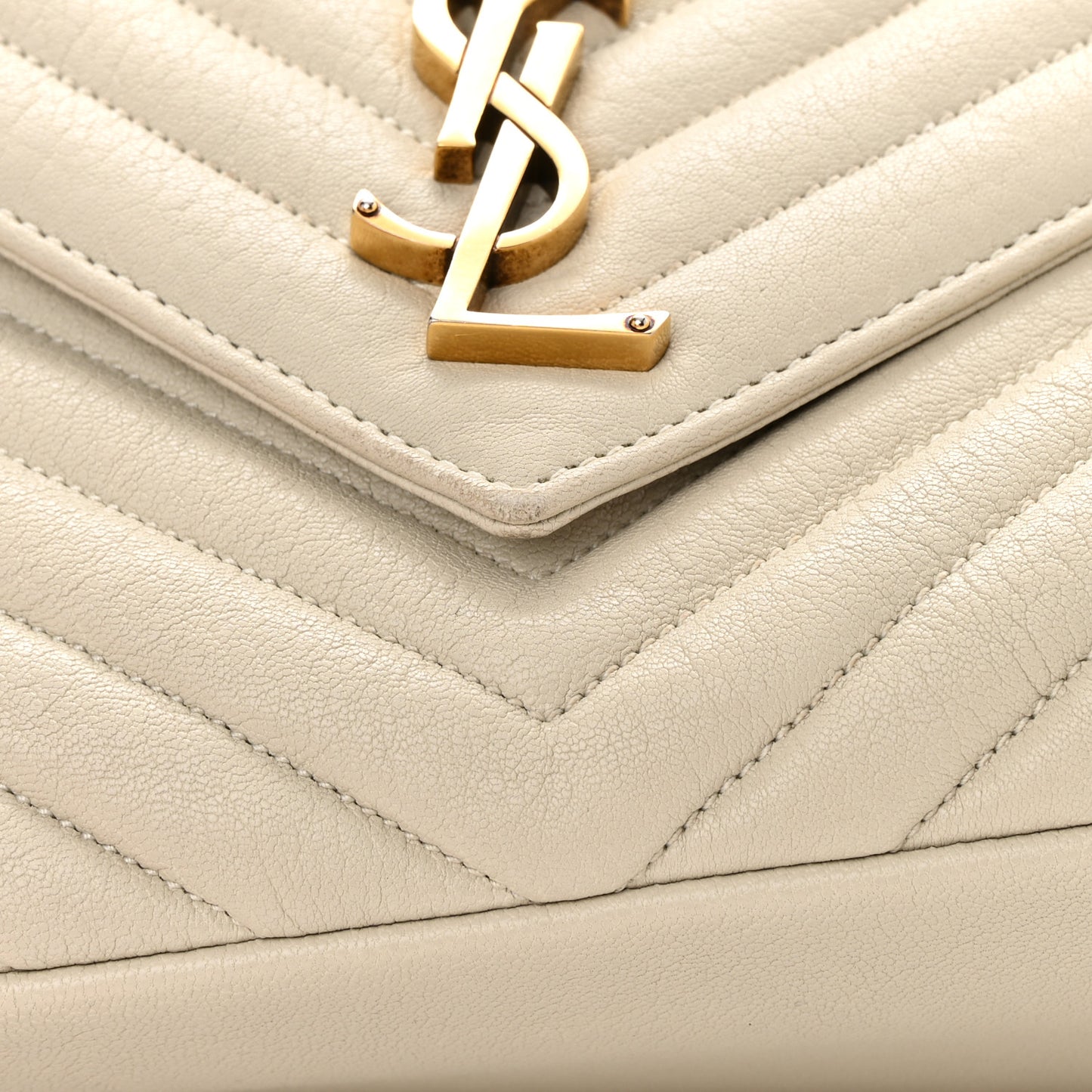 Sheepskin Matelasse Chevron Monogram Large College Satchel Cream Soft