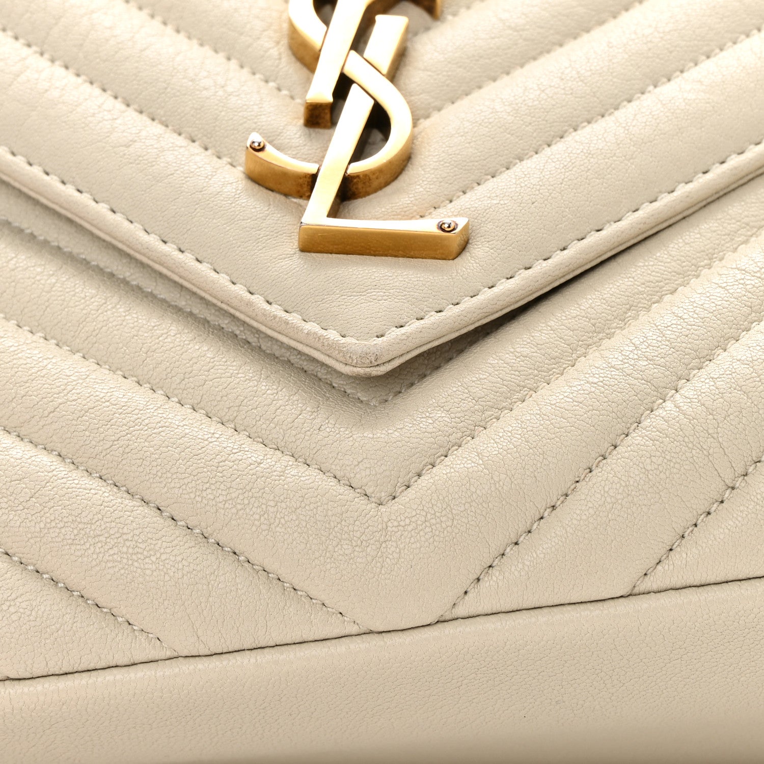 Saint Laurent Sheepskin Matelasse Chevron Monogram Large College Satchel Cream Soft 17 of 18