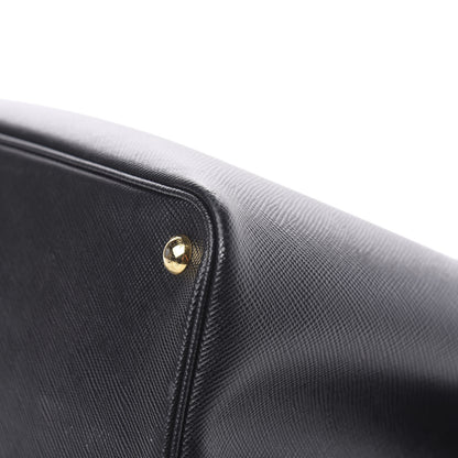 Prada Saffiano Cuir Medium Double Bag Black Fuoco 9 of 10