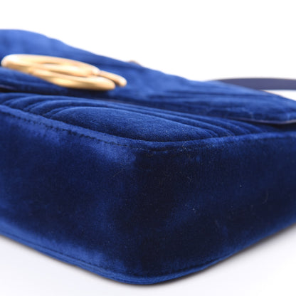 Gucci Velvet Matelasse Medium GG Marmont Shoulder Bag Cobalt Blue 9 of 9