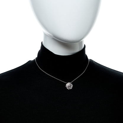 Chanel 18K White Gold Diamond Bouton de Camelia Pendant Necklace 2 of 6
