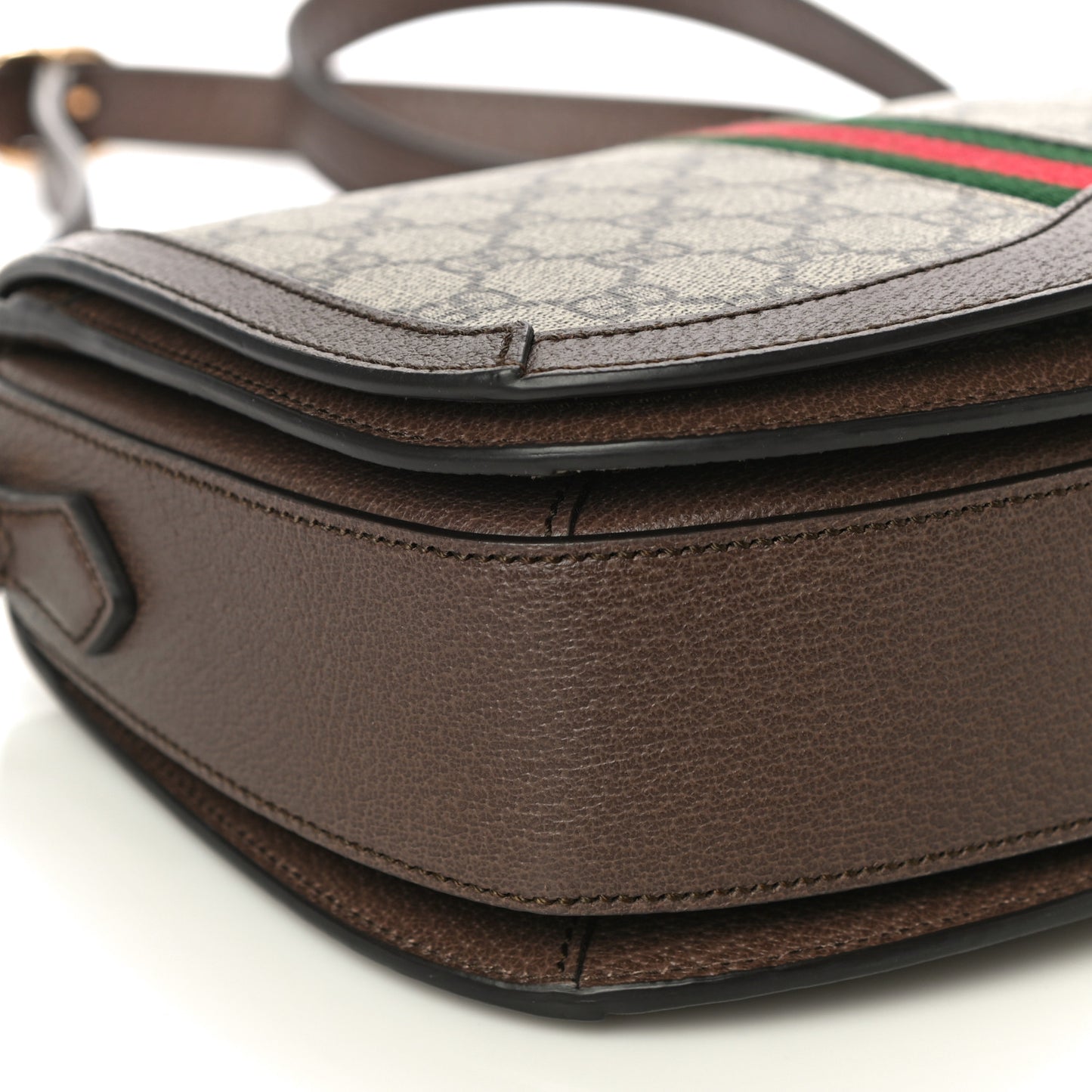 GG Supreme Monogram Web Small Ophidia Flap Messenger Bag Brown