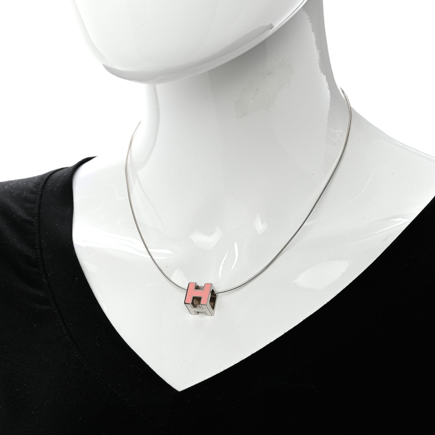 Lacquered Cage d'H Pendant Necklace Rose