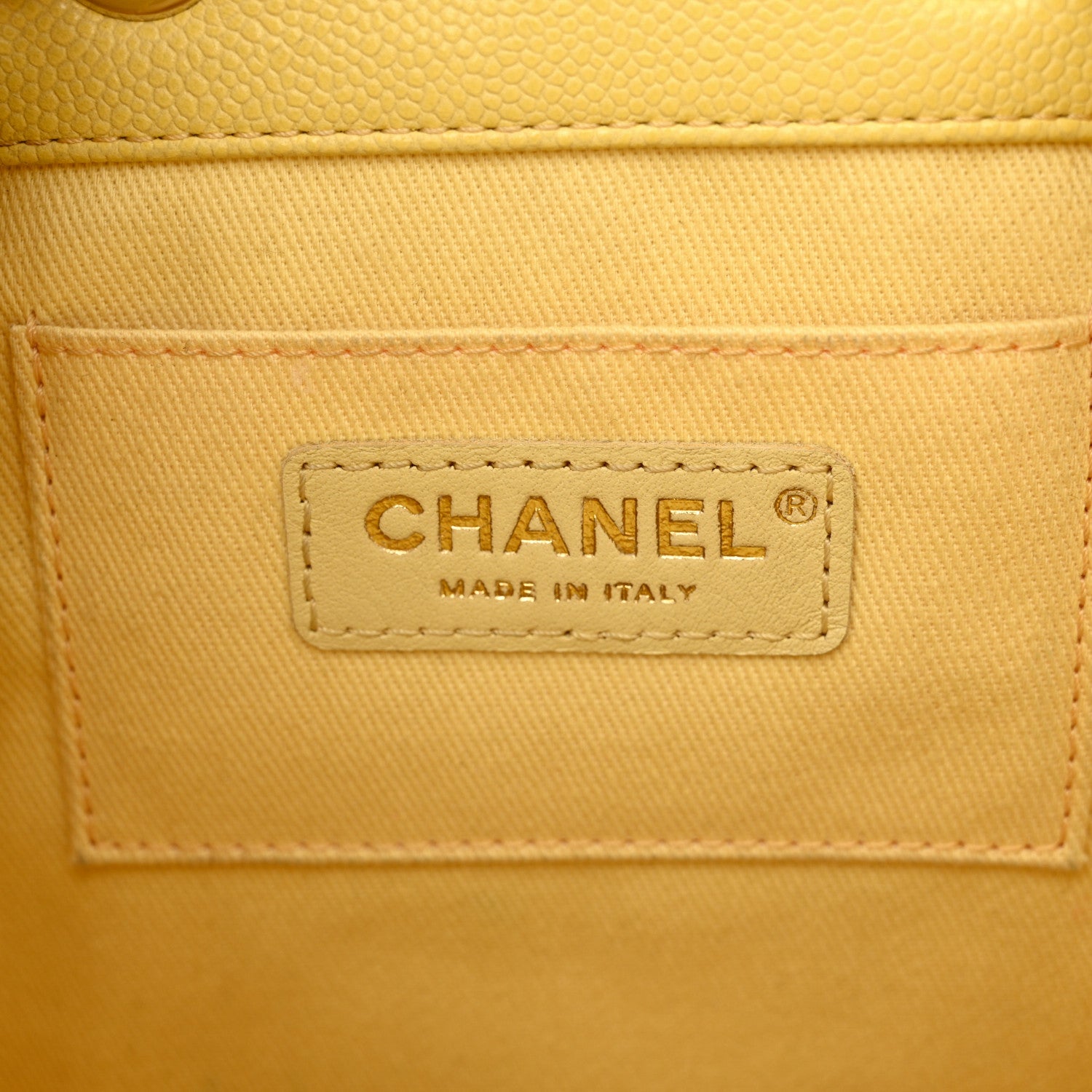Chanel Caviar Quilted CC Pocket Bucket Bag Yellow 6 of 11