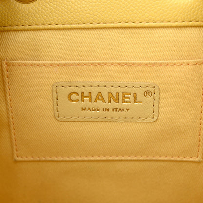 Chanel Caviar Quilted CC Pocket Bucket Bag Yellow 6 of 11