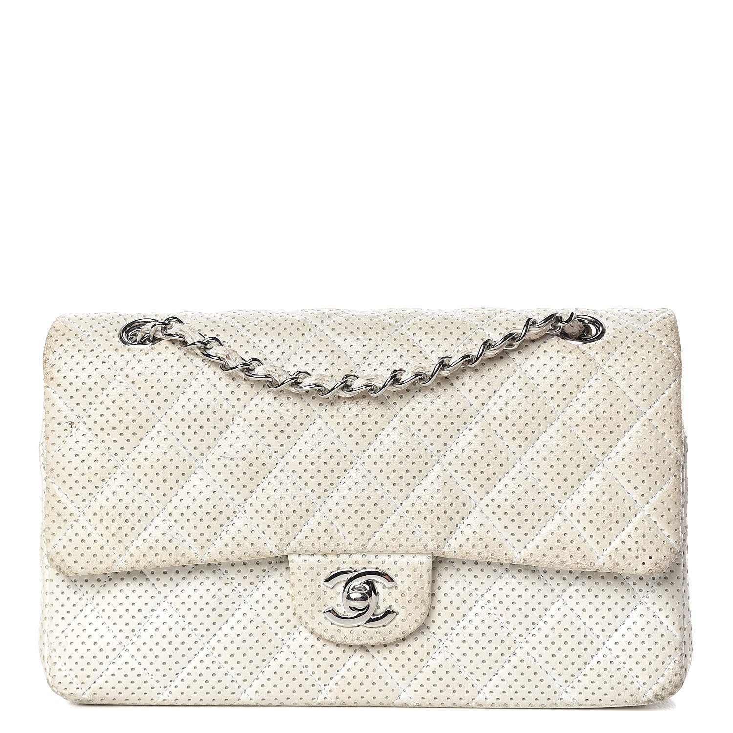 Chanel Lambskin Perforated Medium Double Flap White 1 of 26