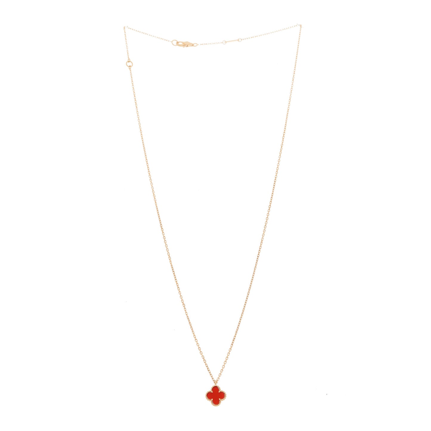 18K Rose Gold Carnelian Sweet Alhambra Pendant Necklace