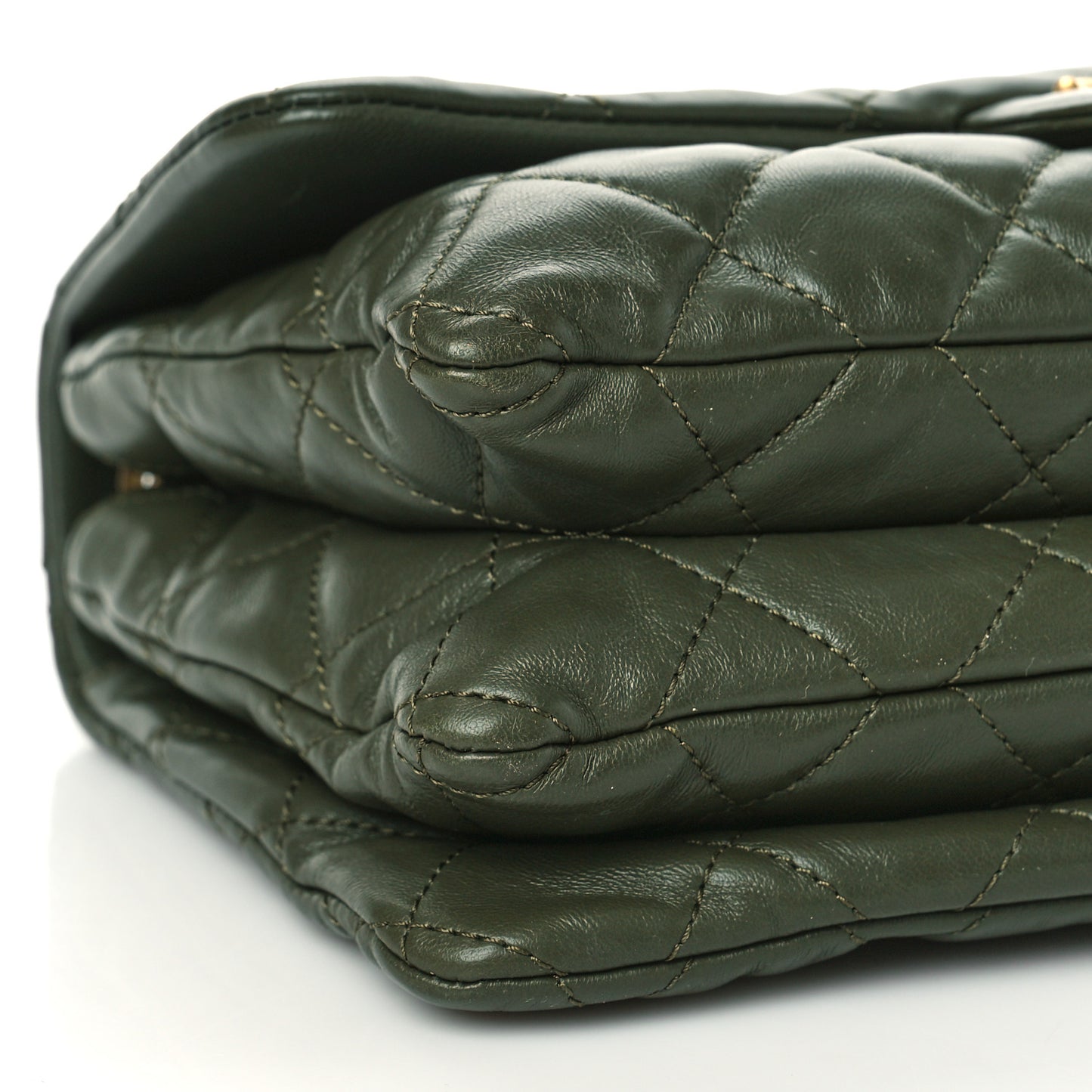 Lambskin Quilted Medium Pillow Crush Flap Khaki