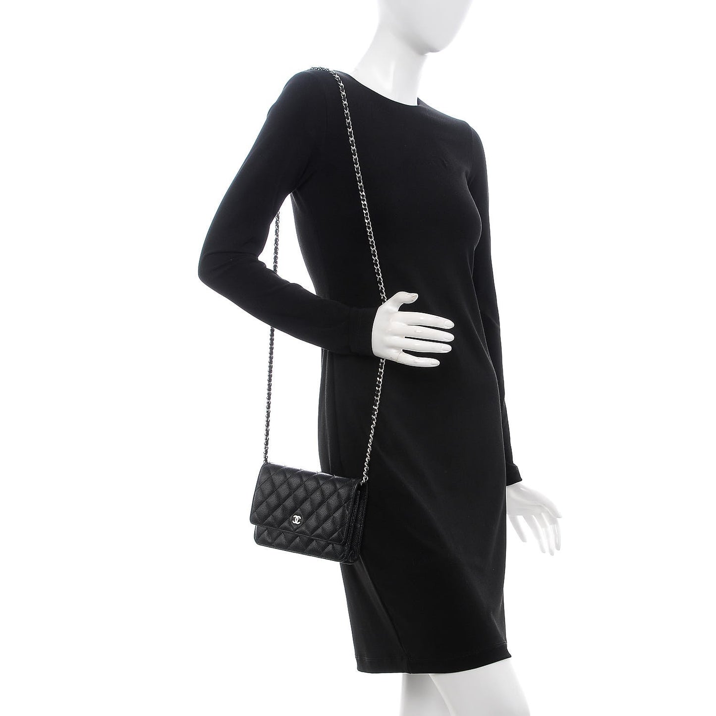 Caviar Quilted Wallet On Chain WOC Black