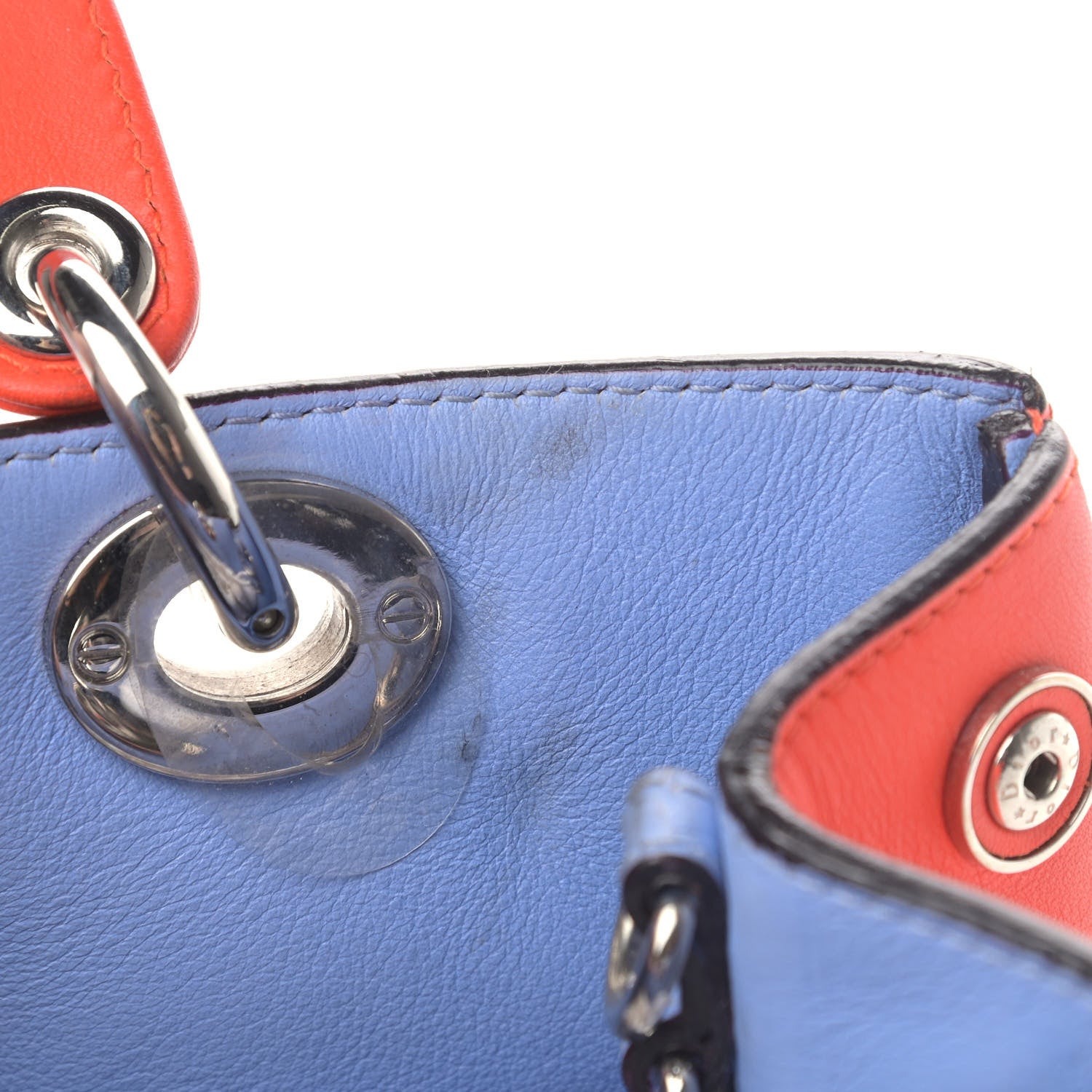 Christian Dior Smooth Calfskin Mini Diorissimo Tote Orange Light Blue 4 of 8