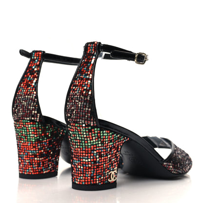 Chanel Glitter Ankle Strap Sandals 37 Multicolor 4 of 9