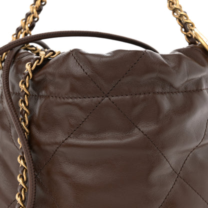 Chanel Shiny Calfskin Quilted Mini Chanel 22 Brown 8 of 11