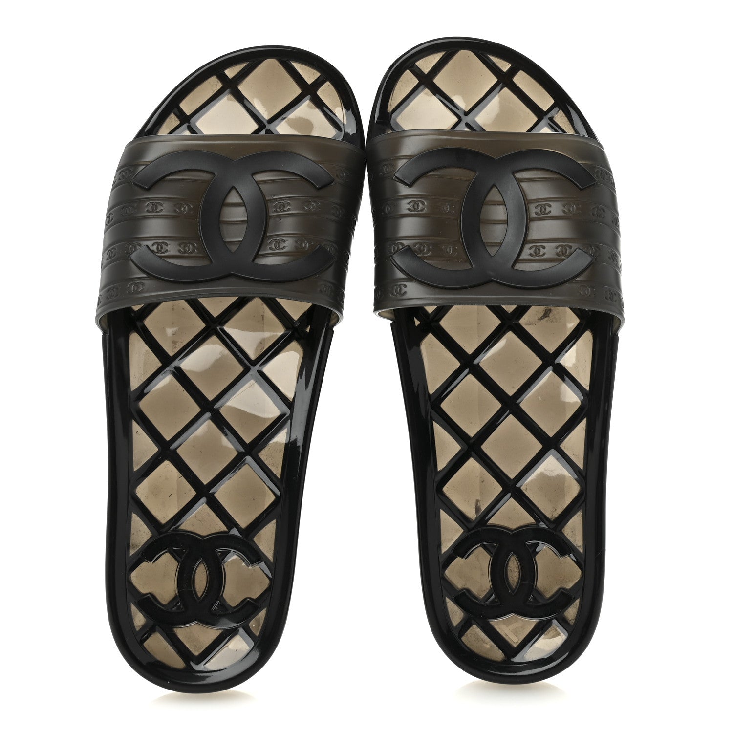 Chanel PVC Transparent CC Flat Slide Sandals 39 Black 2 of 8