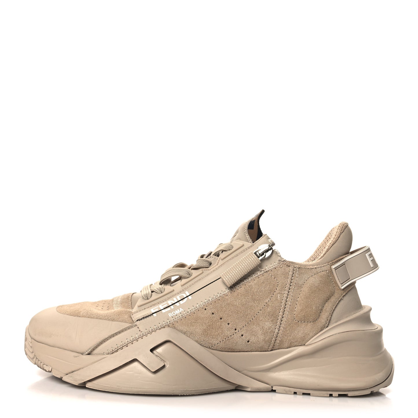 Suede Tessuto FF Fendi Flow Low Top Sneakers 39 Beige Tobacco Black