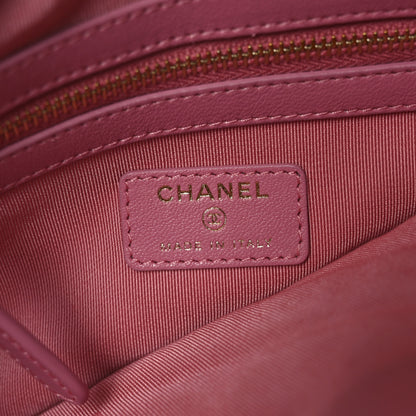 Chanel Sheepskin Quilted Mademoiselle Vintage Large Zip Pouch Pink 12 of 18