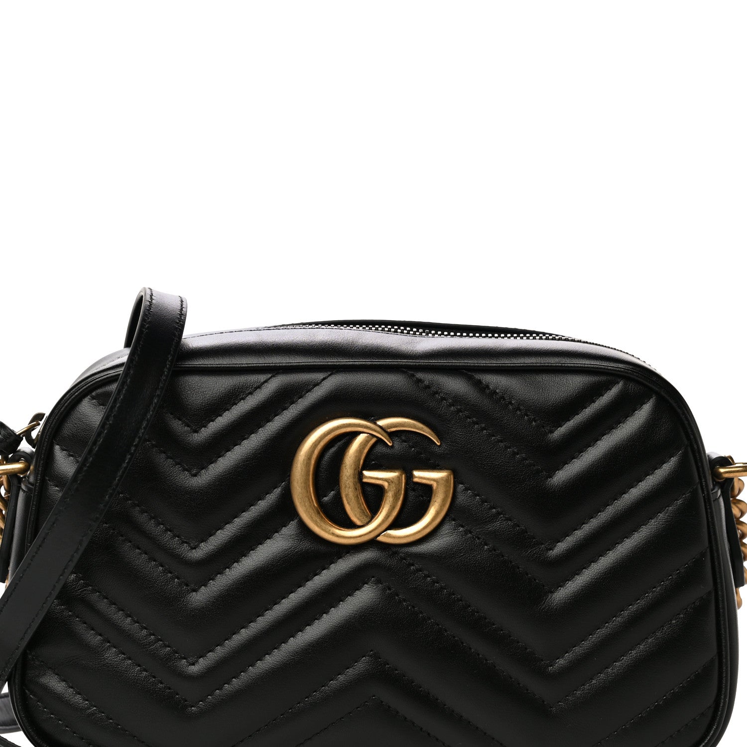 Gucci Calfskin Matelasse Small GG Marmont Chain Shoulder Bag Black 8 of 11