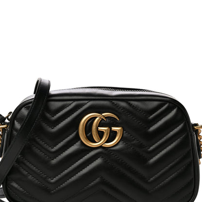 Gucci Calfskin Matelasse Small GG Marmont Chain Shoulder Bag Black 8 of 11