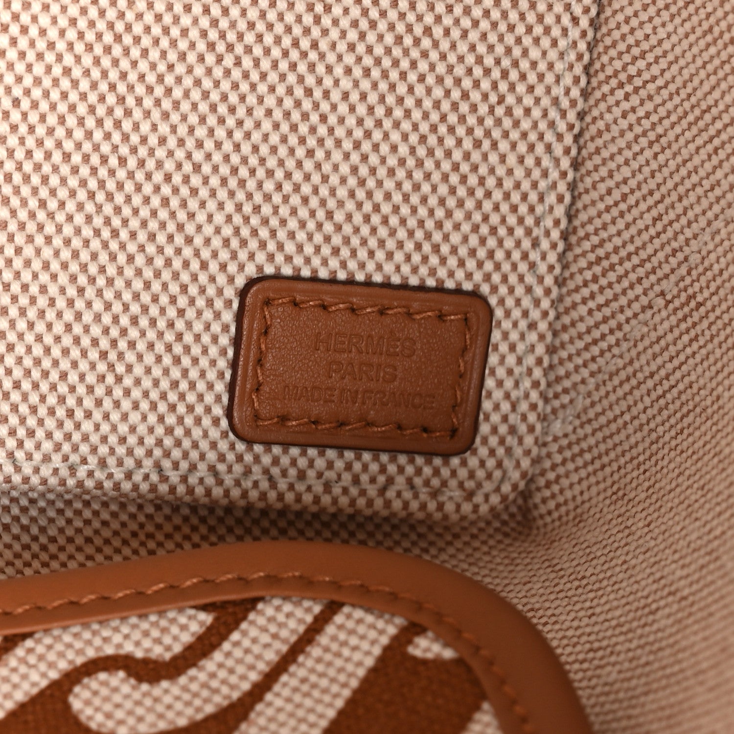 Hermes H Plume Canvas Swift Printed Maillons & Co Steeple 25 Bag Fauve Ecru Beige Gold 8 of 12