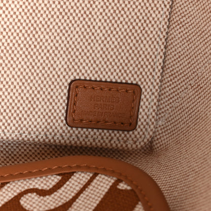 Hermes H Plume Canvas Swift Printed Maillons & Co Steeple 25 Bag Fauve Ecru Beige Gold 8 of 12