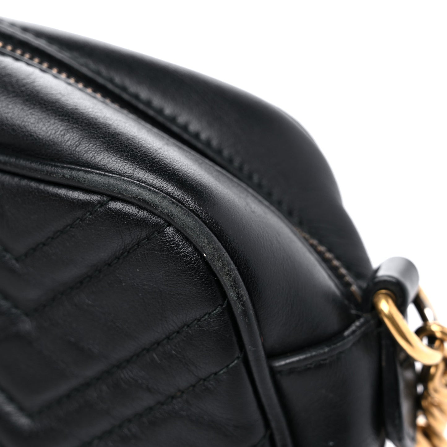 Calfskin Matelasse Small GG Marmont Chain Shoulder Bag Black