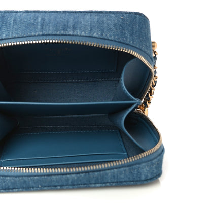 Chanel Denim Quilted CC Pearl Crush Camera Case Blue 6 of 12