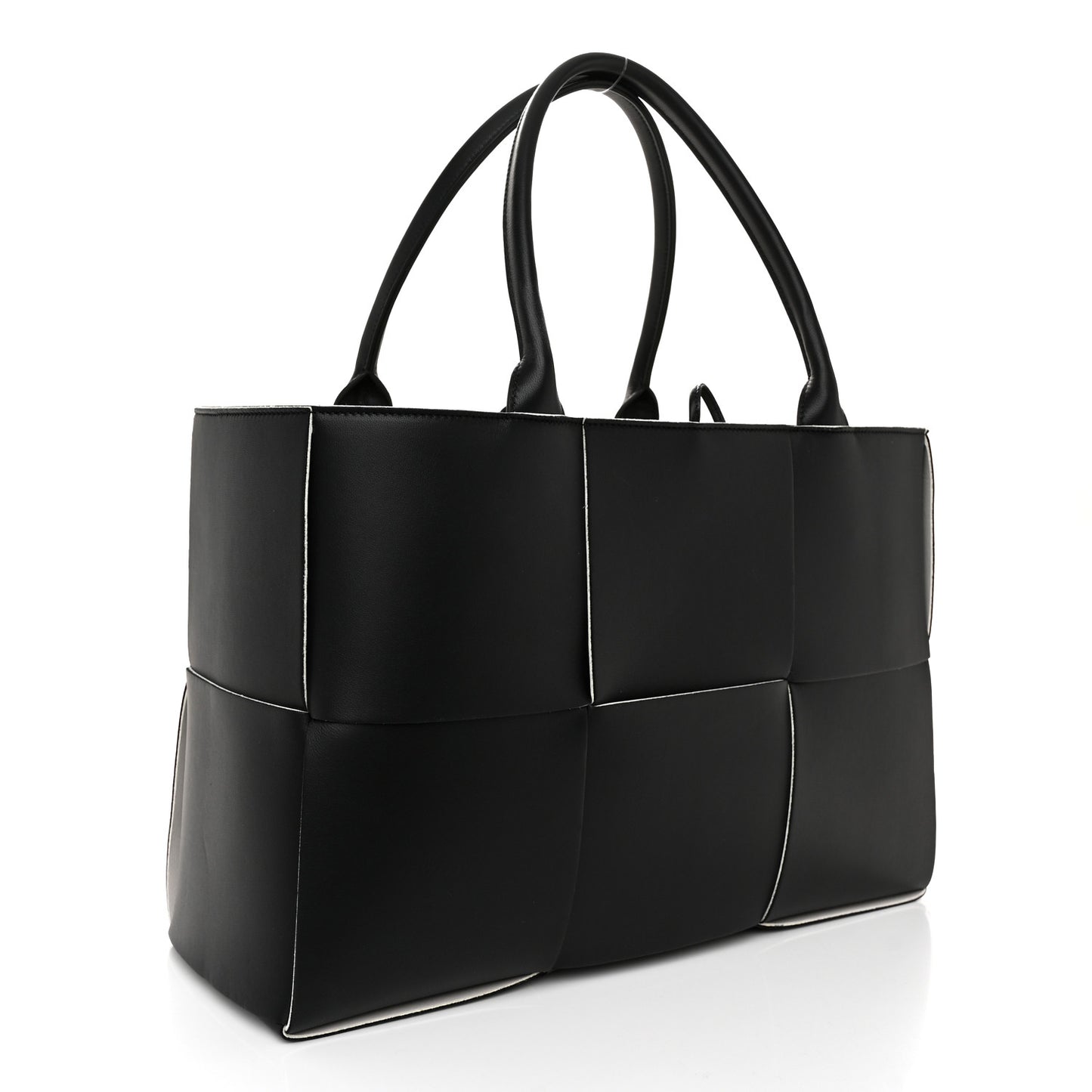 Nappa Maxi Intrecciato Arco Tote Black White