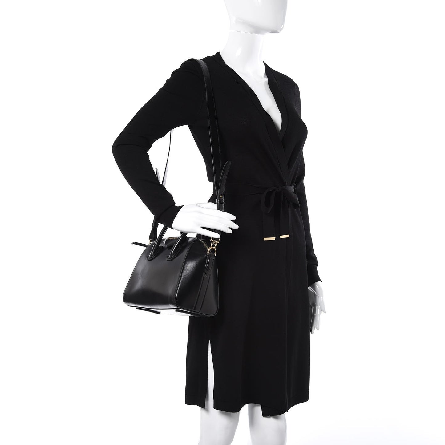 Shiny Lord Calfskin Mini Antigona Black