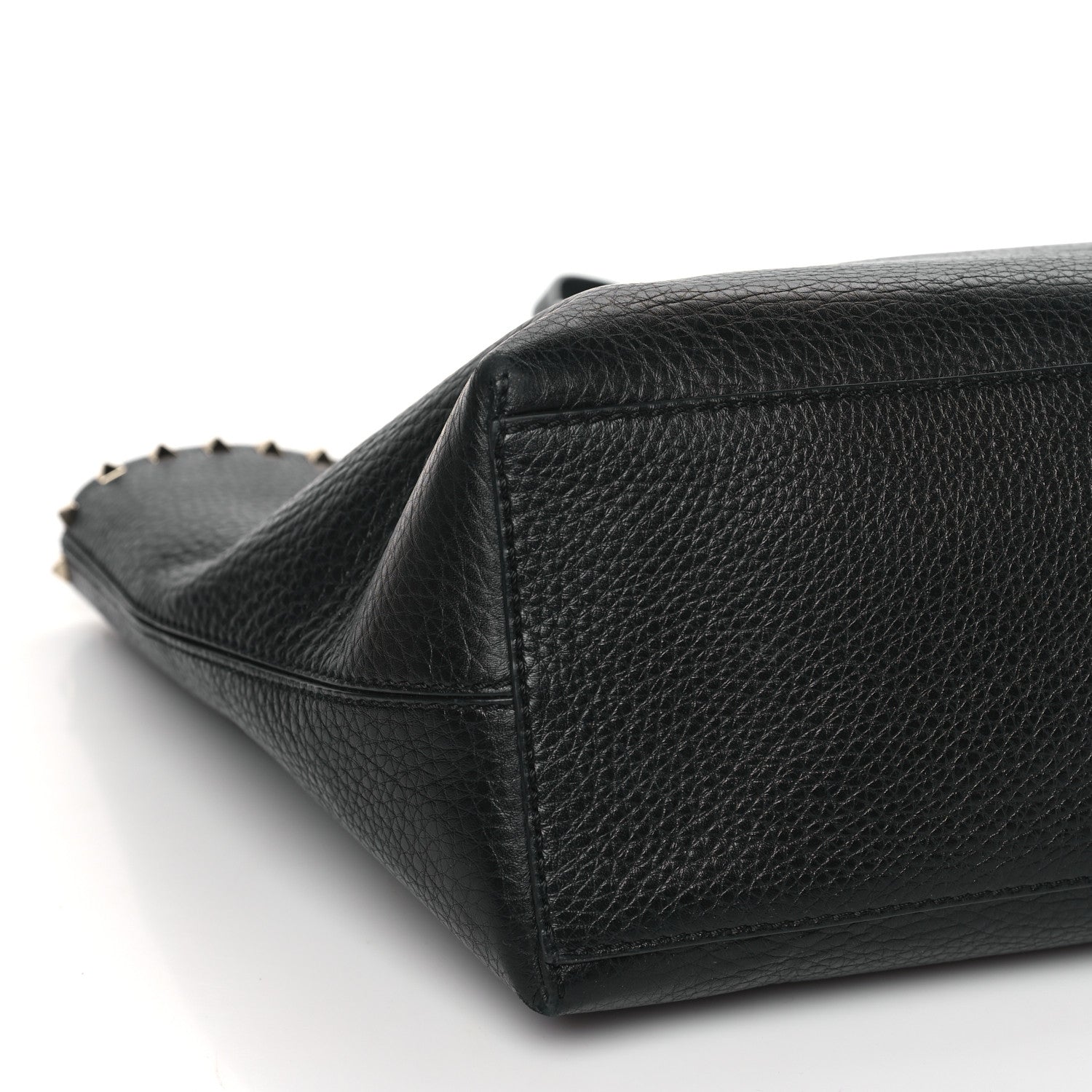 Valentino Garavani Grained Calfskin Rockstud Shoulder Tote Black 7 of 10