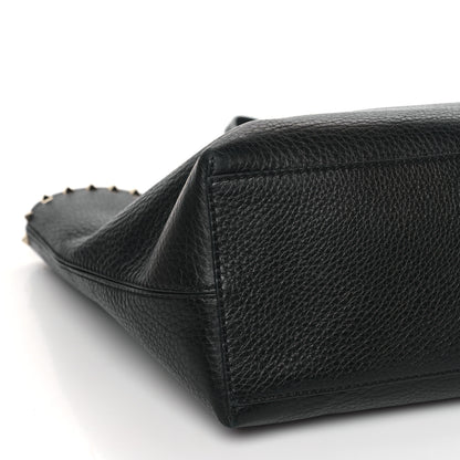 Valentino Garavani Grained Calfskin Rockstud Shoulder Tote Black 7 of 10