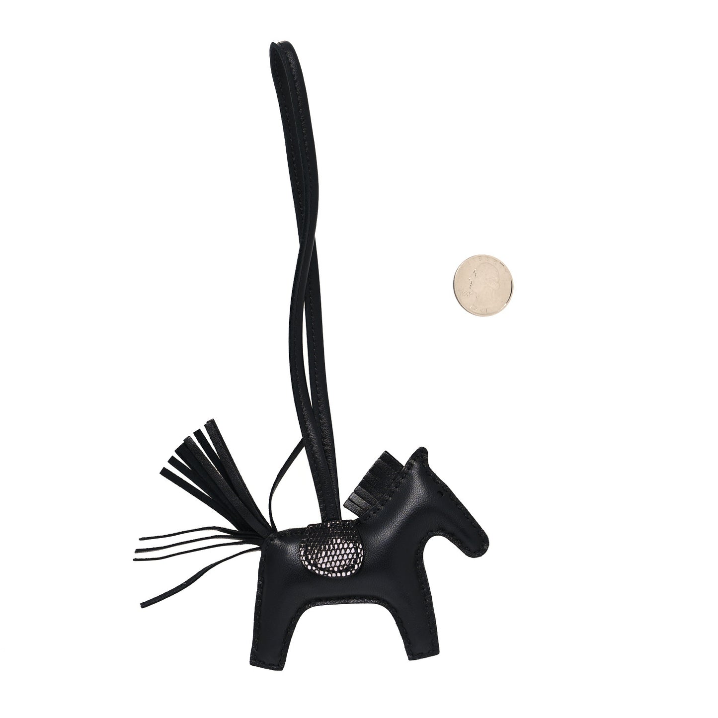 Milo Lambskin Lizard Touch Grigri Rodeo Horse Bag Charm PM So Black