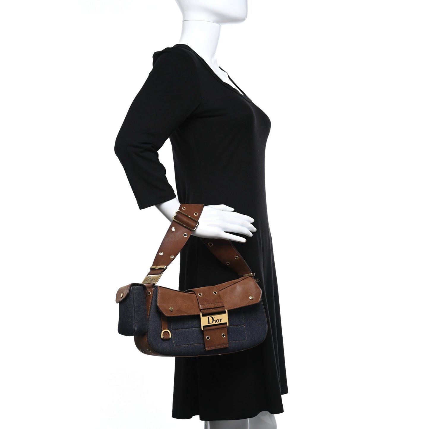Denim Street Chic Shoulder Bag Blue Brown