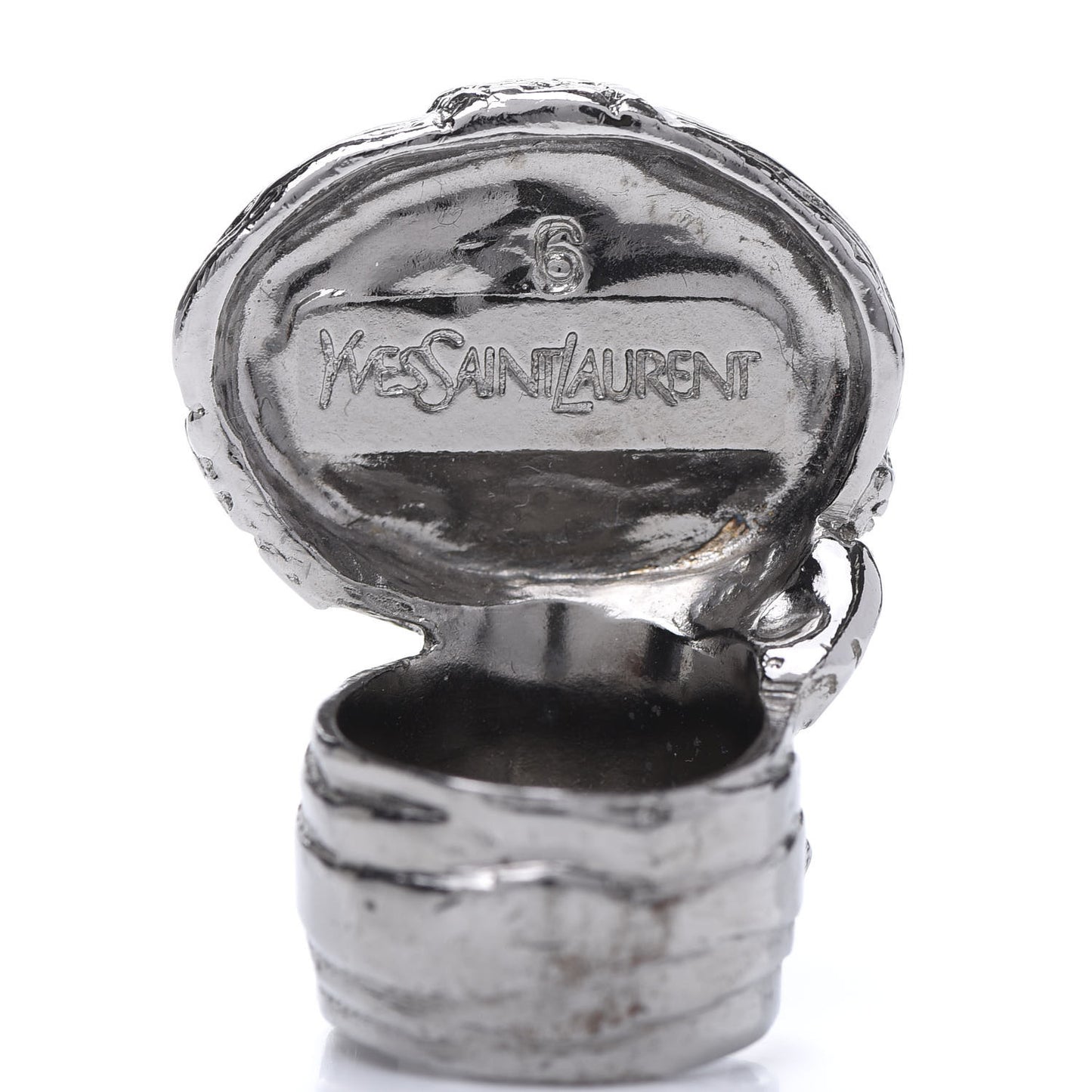 Glass Cabochon Gunmetal Arty Ovale Ring 6 Black