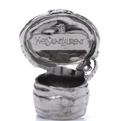 Saint Laurent Glass Cabochon Gunmetal Arty Ovale Ring 6 Black 5 of 6