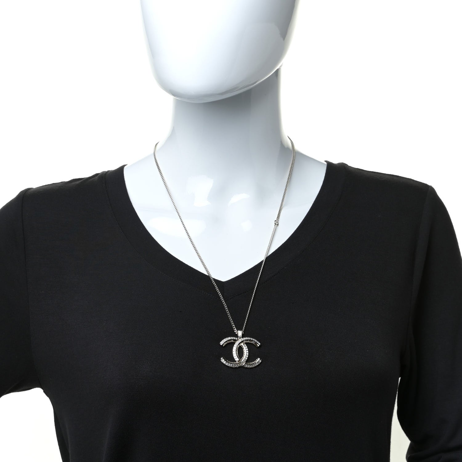 Chanel Crystal CC Chain Necklace Gold 2 of 5