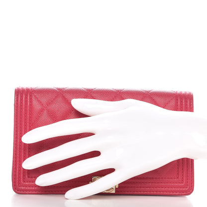 Chanel Caviar Quilted Boy Yen Wallet Fuchsia 2 of 14