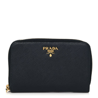 Prada Saffiano Metal Zip Around Wallet Black 1 of 5