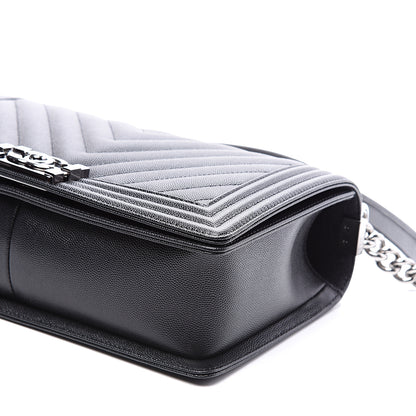 Chanel Caviar Chevron Quilted New Medium Boy Flap Black 8 of 10