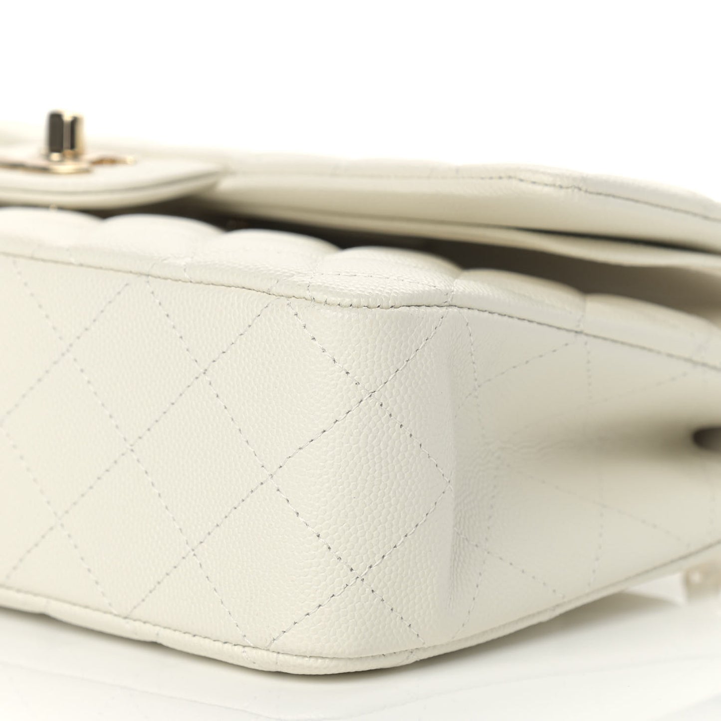 Caviar Quilted Medium Double Flap White