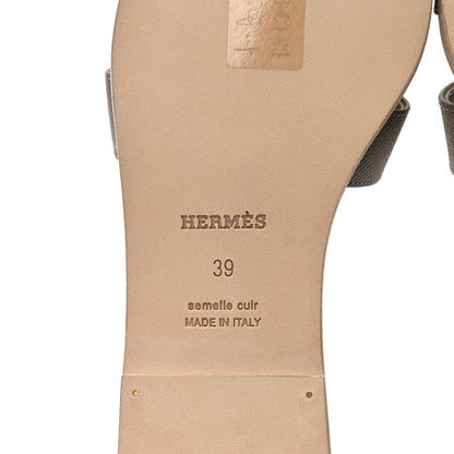 Hermes Epsom Oran Sandals 39 Etoupe 6 of 8