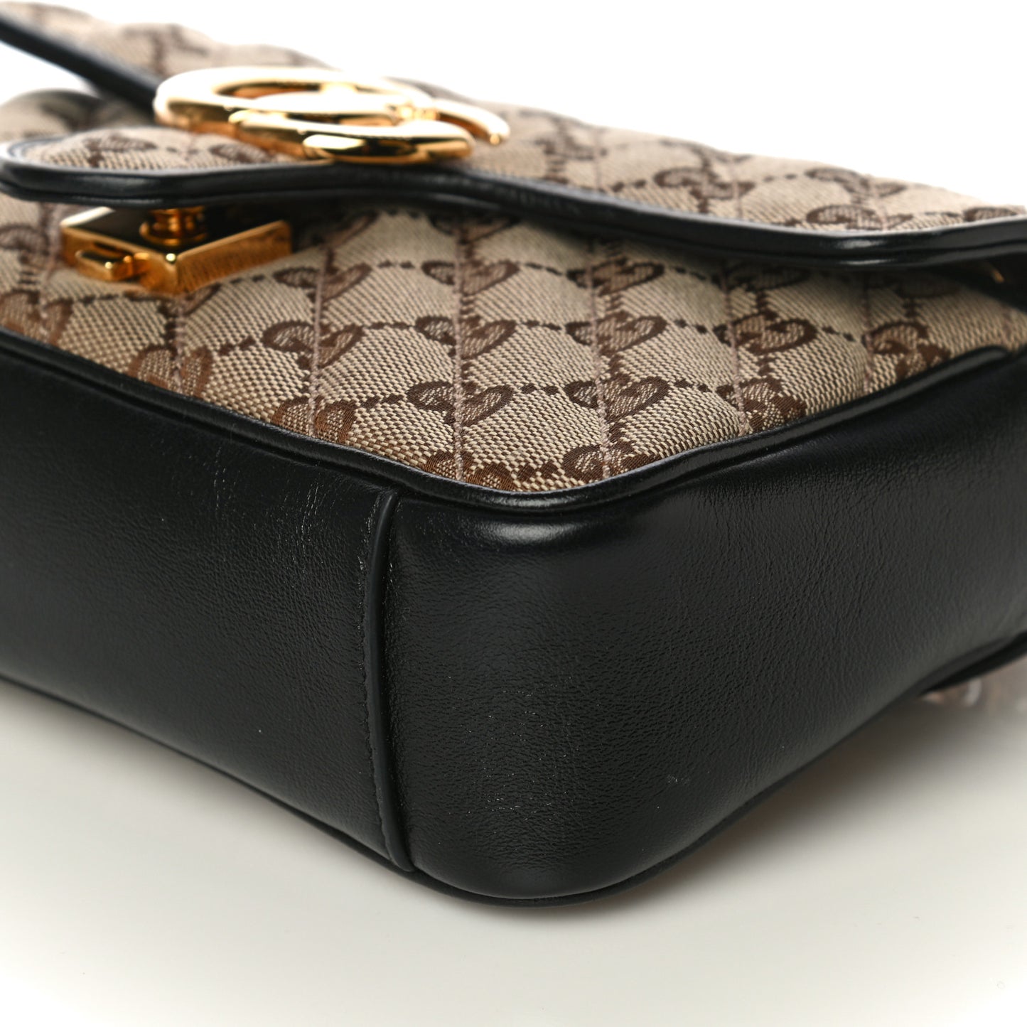 Monogram Matelasse Diagonal Mini GG Marmont Shoulder Bag Beige Black