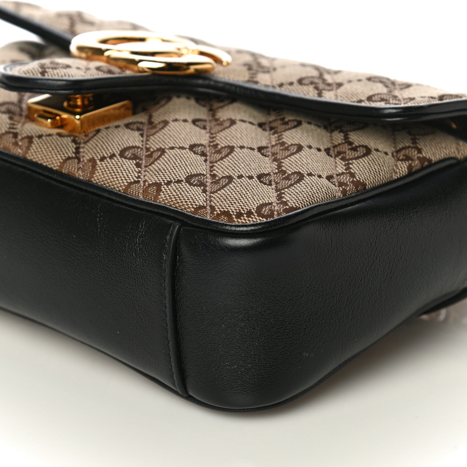 Gucci Monogram Matelasse Diagonal Mini GG Marmont Shoulder Bag Beige Black 11 of 11