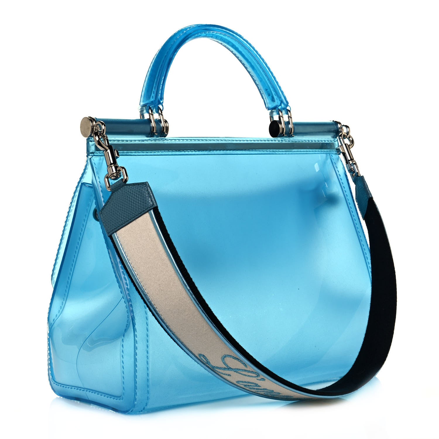 Dolce & Gabbana Rubber Semi Transparent Miss Sicily Satchel Blue 3 of 13