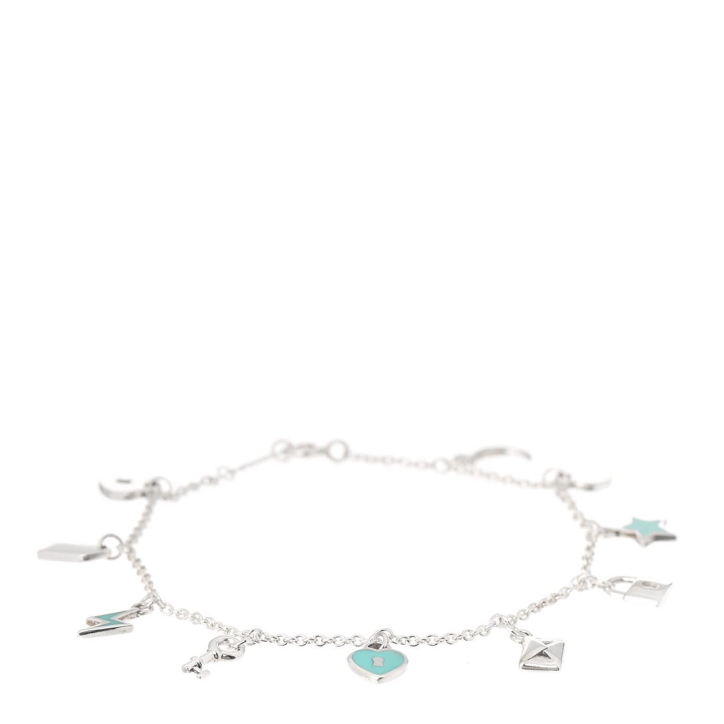 Sterling Silver Enamel Love Notes Charm Bracelet Blue